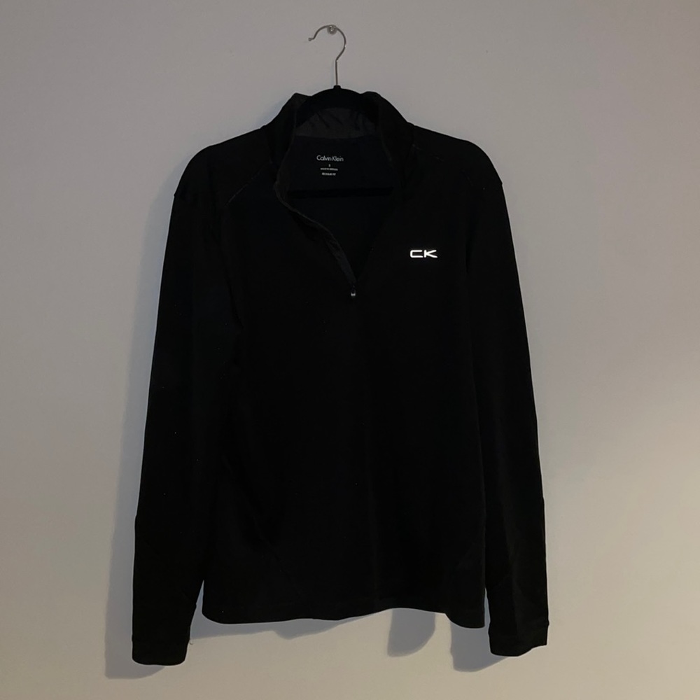 Black athletic quarter zip sweatshirt